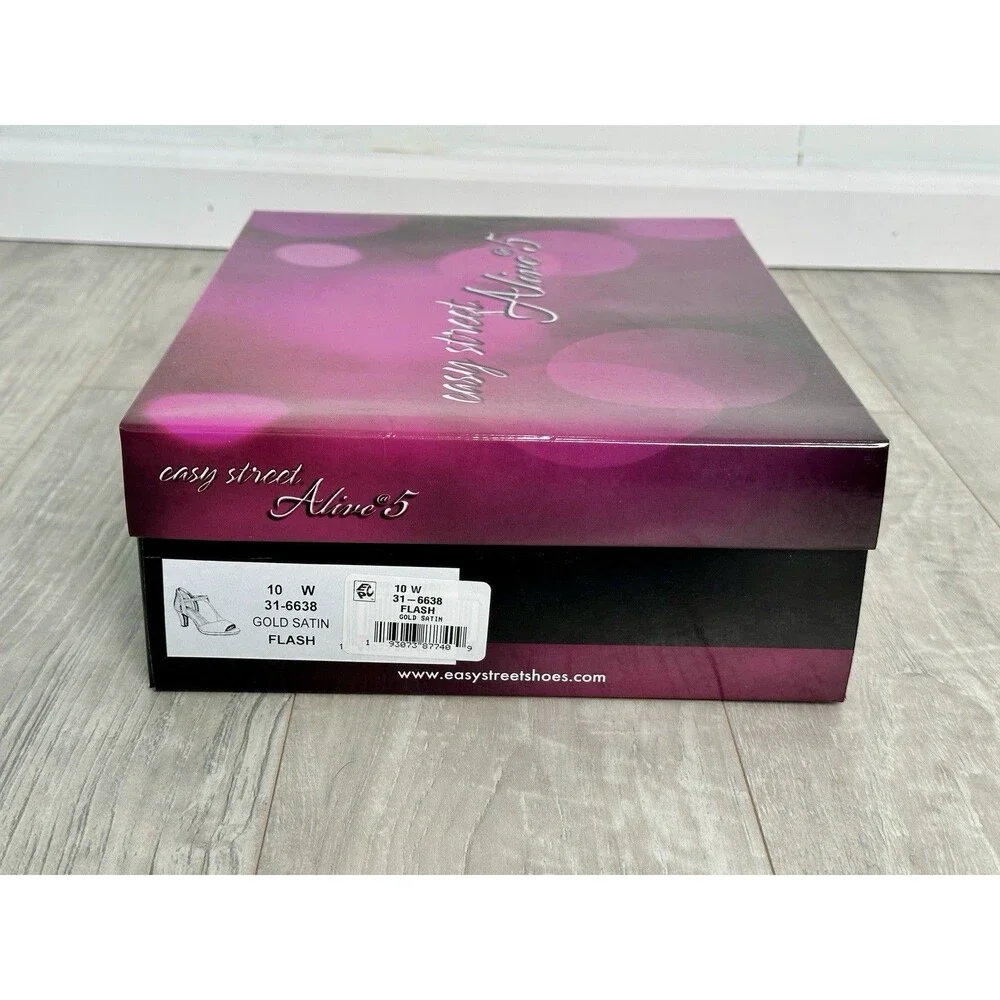 Easy Street Women's Flash Pumps Gold Satin - 10 Wide